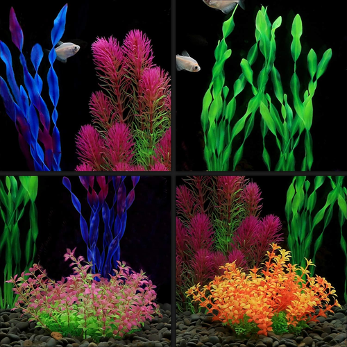 Artificial Aquarium Plants, Plastic Fish Tank Plants for Aquarium Decorations, P - Picture 6 of 12