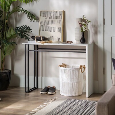106cm Konsolentisch Modern Kunstmarmorplatte Eingangstisch Lang Sofa Beistelltisch