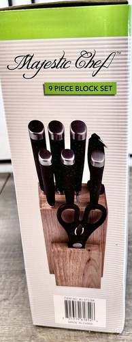 NEW MAJESTIC CHEF 9 PIECE STAINLESS STEAL KITCHEN BLOCK KNIVES HOME CABIN SET - Picture 2 of 3