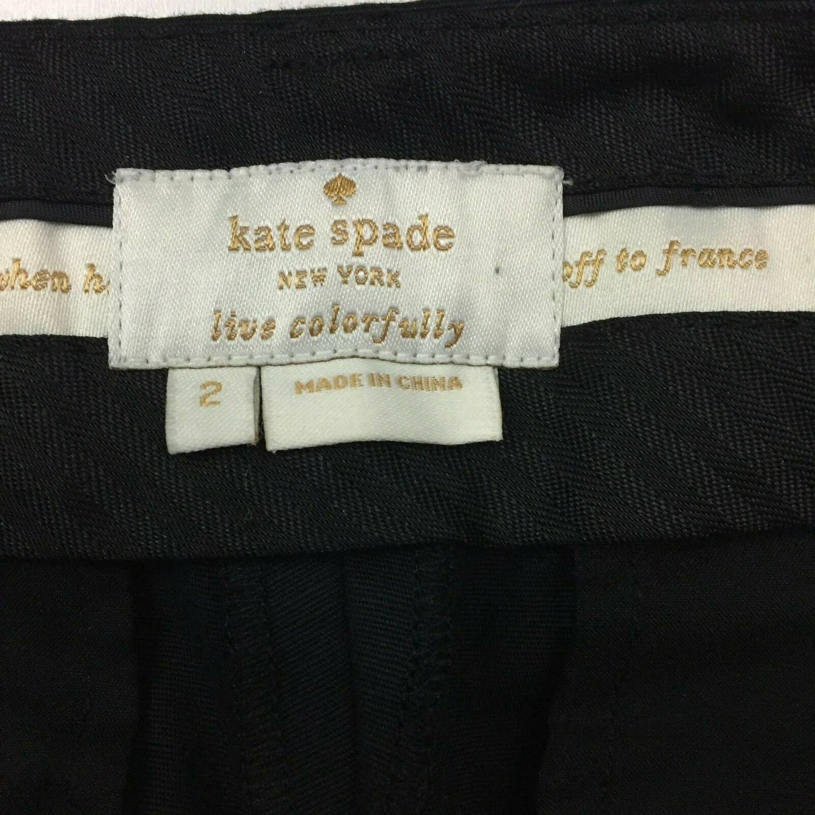 KATE SPADE New York nero gamba affusolata crop abito alla caviglia pantalone donna tg 2