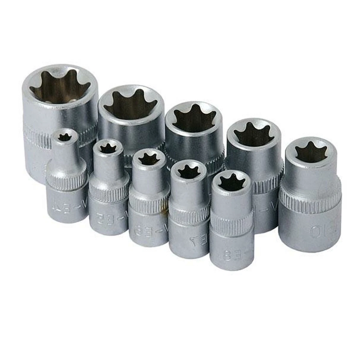 10 Pce E Star Torx Star Socket Set Chrome Vanadium Female Sockets Rail E4 E18