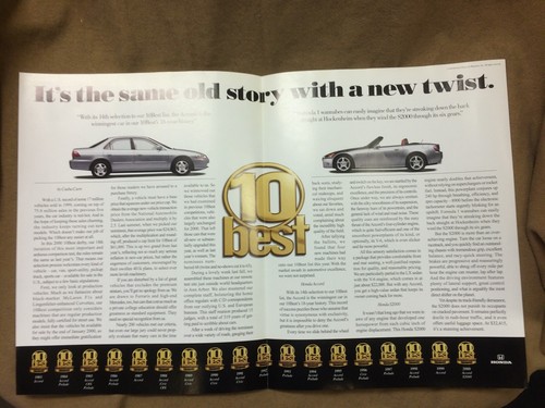 Honda Dealer giveaway, Car and Driver reprint "2000 10 Best" Honda S2000 - Picture 2 of 3