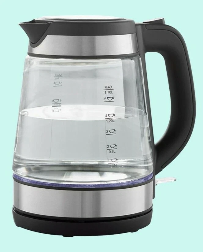 1.7L Electric Clear Glass Kettle Water Jug Fast Boiler 3000w Dinning Coffee Tea