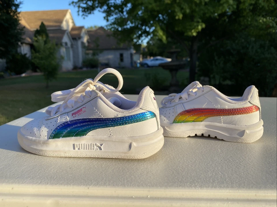 Puma Gv Plataforma Especial Juvenil Blanco Tenis Zapatos Holograma Arco Iris Foto 4 de 4