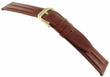 18mm Kreisler Med.Brown Retro Sport Double Ridge Pad Leather Mens Band Reg