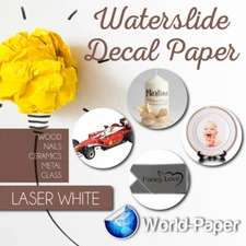 LASER Waterslide Decal Paper, WHITE 8.5" x 11" 100 sheets