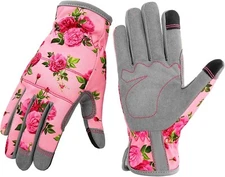 Gardening Gloves Thorn Proof Leather for Women Pink