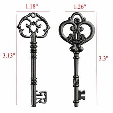 40 Big Skeleton Key Pendants Black Gunmetal Steampunk 3.13" Large Lot Bulk