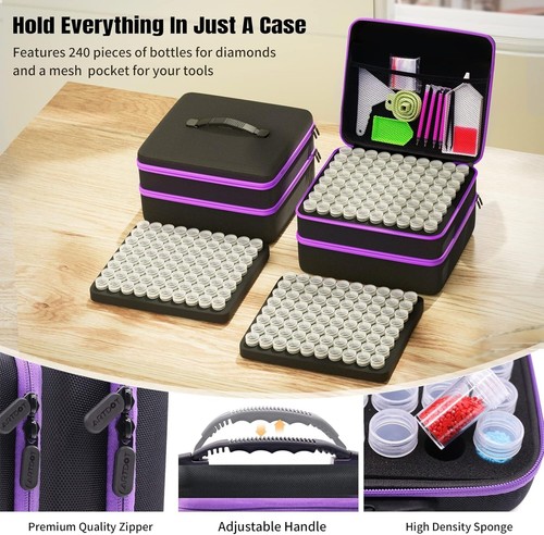 Diamond Painting Storage Boxes, 240 Slots Bead Storage with 5D Diamond Art Acces - Picture 7 of 8