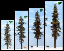 Scale Model Fir Trees Combo, 1 of each, USA-Handmade, HO-N-O-S, LOWSHIP