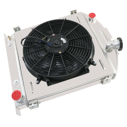4 Row Aluminum Radiator+Shroud+Fan For 1930-31 Ford Model A Chevy V8 ...