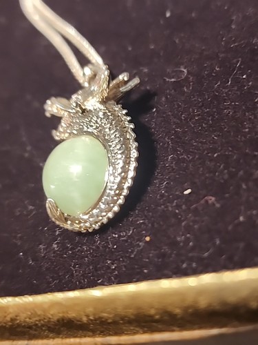 Sterling silver Jade Dragon pendant 925 18" curb chain - Picture 3 of 7