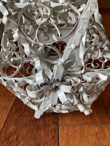 Pendant Light White Spanish Gothic Wrought Iron Lanturn Ceiling Mount One Bulb - Picture 6 of 14