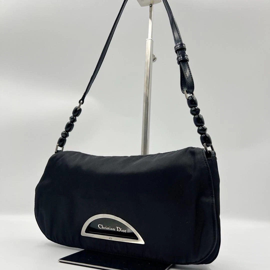 Sac bandoulière CHRISTIAN DIOR Malice perle nylon noir occasion authentique vintage