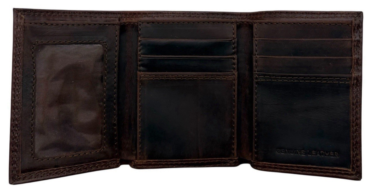 Vanderbilt Commodores Genuine Leather Trifold Wallet w/Concho-Enmon-New in Tin