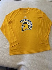 Adidas Team Issued San Jose State Long Sleeve Yellow T-Shirt Size L