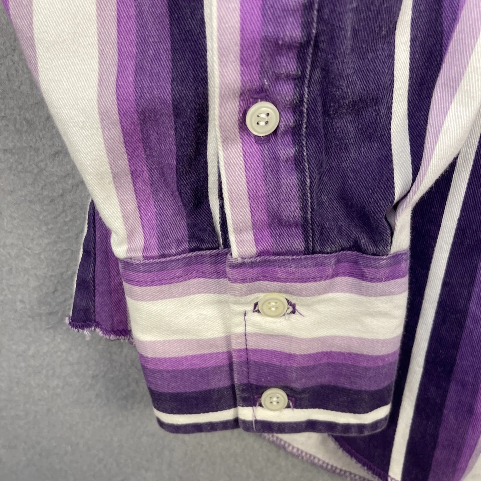 Винтажная тонкая рубашка Panhandle мужская 17-36 фиолетовая в полоску вестерн родео сделано в США - Изображение 3 из 4