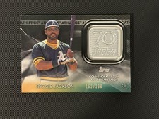 Reggie Jackson Black Patch /299 2021 Topps 70th Anniversary Manufactured Logo