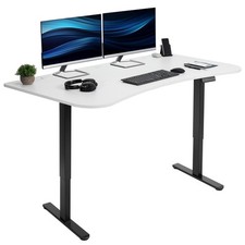 VIVO Electric 63 x 32 Stand Up Desk, White Table Top, Black Frame