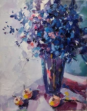 Original oil painting Still life, Bouquet Flowers Contemporary art Expressionism