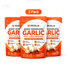 3Pack Resilia Odorless Aged Garlic Extract Softgels (1pack/60 Count)