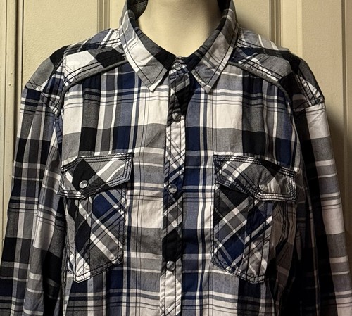 BKE ~ Buckle ~ Shirt ~ Men’s ~ Medium ~ Plaid ~ Black & White - Picture 9 of 20