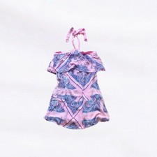 Asos Pastel Pink Blue Bandana Print Halter Mini Summer Beach Dress Size 8