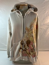 DISNEY STORE MICKEY MOUSE FULL ZIP HOODED SWEATSHIRT TAN TEXTURED GRAPHICS XL