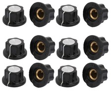 12 x Black 6mm Shaft Insert Dia Potentiometer Control Rotary Knobs Caps