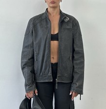 Vintage Motorradjacke aus Leder im Used-Look