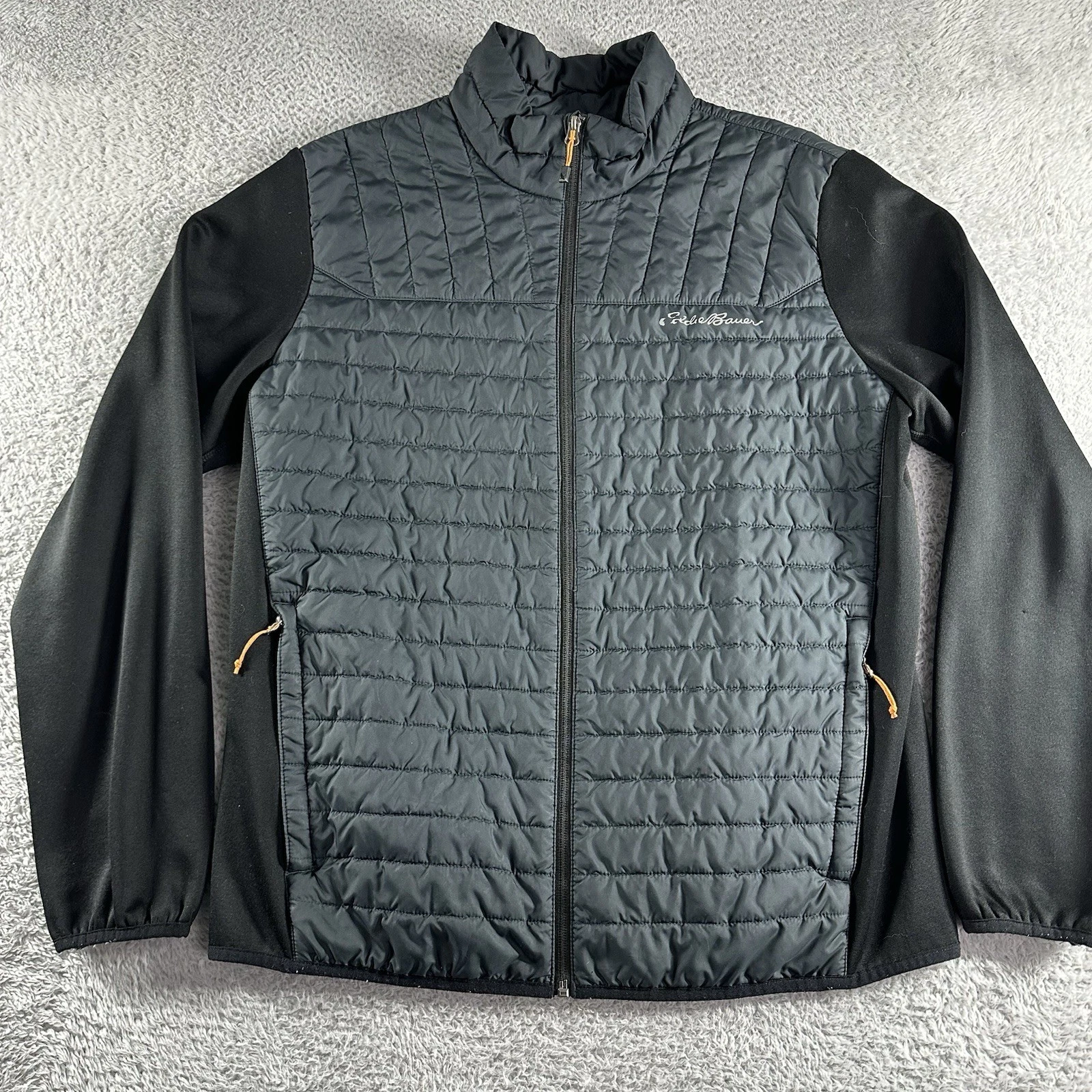 Eddie Bauer Emberlite Hybrid Jacket Mens Large Black Gray Puffer Bubble