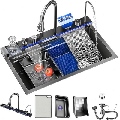 #ad #ad Drop In Stainless Steel Multifunctional Smart Kitchen Sink with Digital Display $169.00