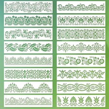 16 Pcs Border Stencil Reusable Template for Painting on Wood Canvas Paper