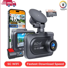 ROVE R2-4K DUAL Dash Cam Front And Rear, STARVIS 2 Sensor,128GB Card, 5G WiFi