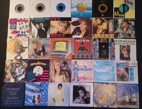 Job lot 30x 80s 7" singles: Queen, Kraftwerk, Jacko, Soul II Soul, Junior etc