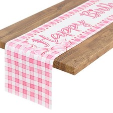 Happy Birthday Table Runner 72 Inches Birthday Party Sign 12x72 Inches Pink