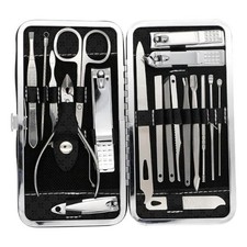 19-in-1 Stainless Steel Manicure Set   Nail Clippers Kit with Leather Travel Cas