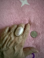 Mother Of Pearl 925 Sterling Silver Ring Size 9.5 Adjustable