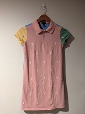 Polo Ralph Lauren Girls Multi Pony Polo Dress XL 16 Pastel Pink Colorblock