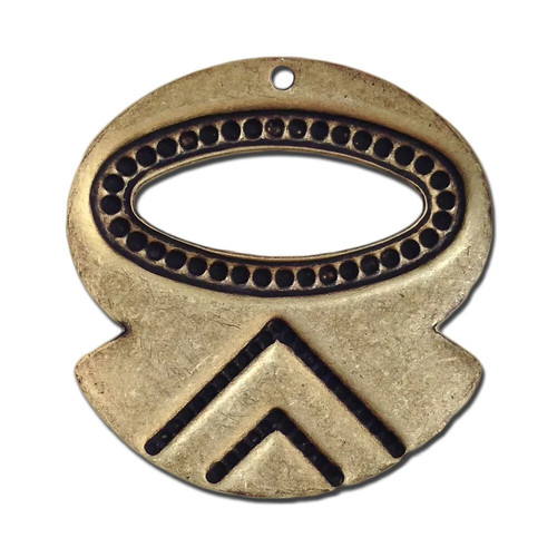 Ciondolo tribale cerchio arrotondato bue ottone 1 foro 31x30 mm (6) mtl427D - Foto 3 di 4