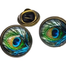 Handmade tie tack, handmade peacock tie tack, handmade peacock lapel pin wedding