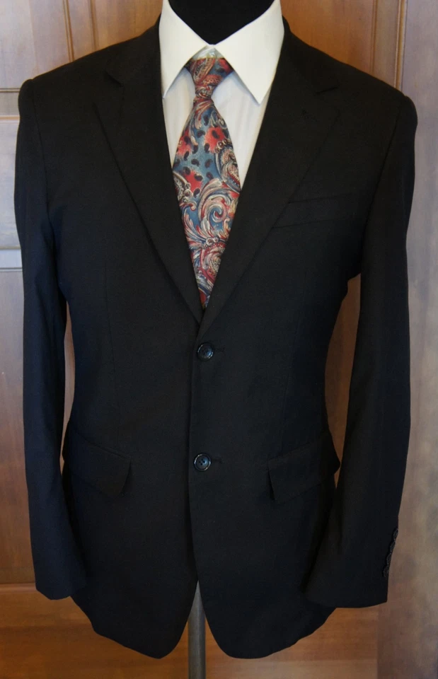 Georgio ARMANI Boss Negro 2 Botones Mezcla de Lana Hombres Traje Formal Chaqueta Talla 48 Foto 3 de 4