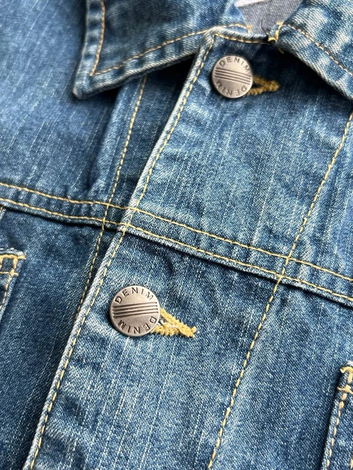 Chaqueta Jean Camionero Mercedes Benz De Colección Hombres M Azul Lavado Ácido Denim Botón Años 90 Foto 4 de 4