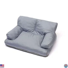 Vintage Faux Leather Pet Sofa Bed for Cats & Dogs - Grey Medium, Non-Slip Bottom