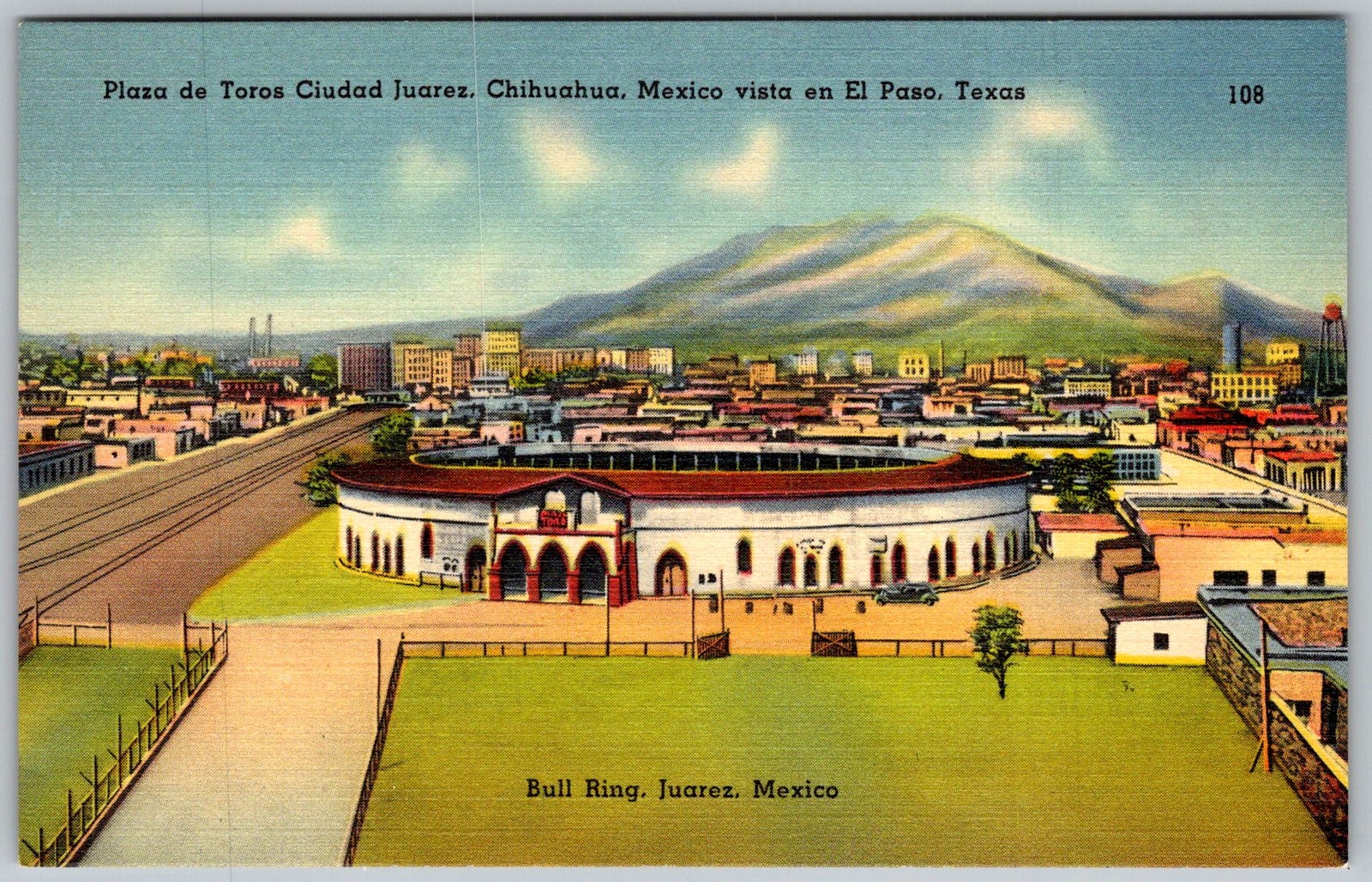 Vtg Linen Postcard Plaza DE Ciudad Juarez, Chihuahua, Mexico 1930s