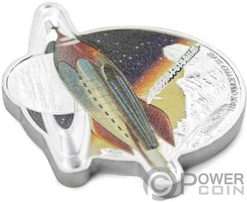 RETROFUTURISM ROCKET 1 Oz Silber Münze 2$ Solomon Islands 2021 - 第 3/6 張圖片