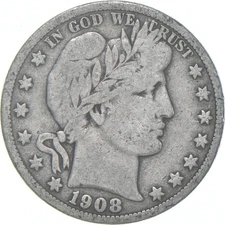 1908-S Barber Half Dollar Average Circ