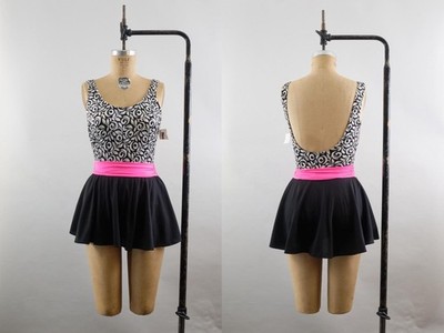 Vintage 80s Skirted Swimsuit - Deadstock NOS - Swirl Print, Neon Waist - Medium 