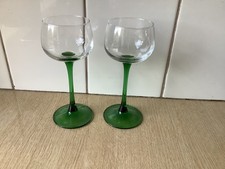 2 green stemmed vintage wine