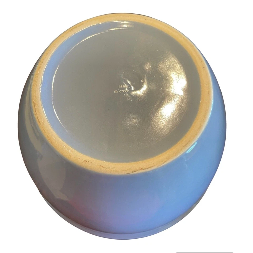 Vintage 4 Blue & Yellow Nesting Bowls Farmhouse - Image 4 of 4